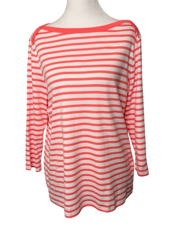 INC International Concepts Tops - INC International Concepts, Striped Coral Top, Pima Cotton, Petite Large NWT